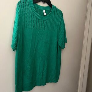 Dokotoo Vibrant Green Crew Neck Nit Short Sleeve Sweater